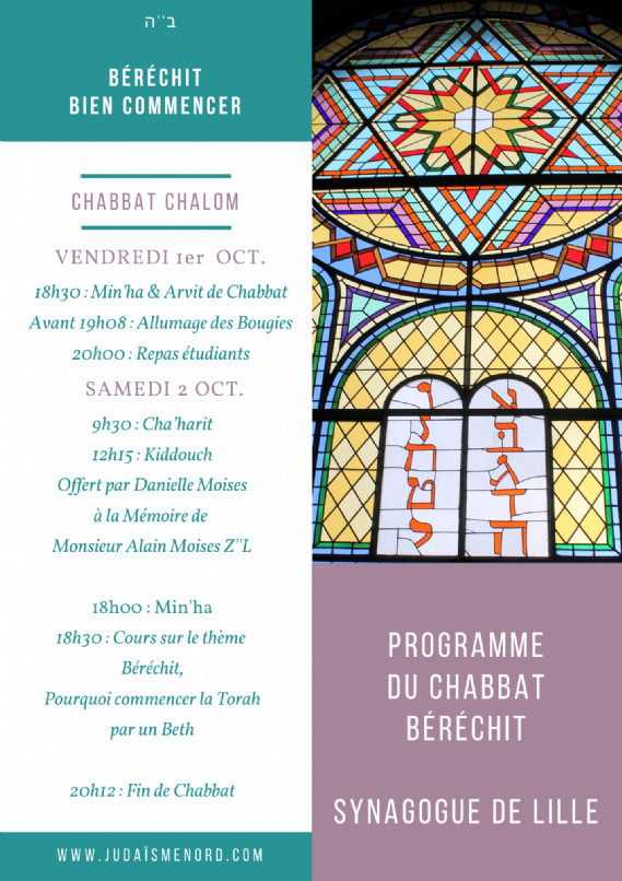 PROGRAMME DE CHABBAT BERECHIT Un Grand Kiddouch